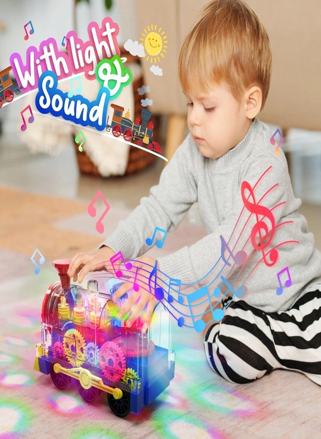 Gofimyee Light Up Train Toy for Toddlers: Transparent Gear Car Toy for Kids with Cool Light and Music Educational Crawling Toys for Baby Boys and Girls - Image 4